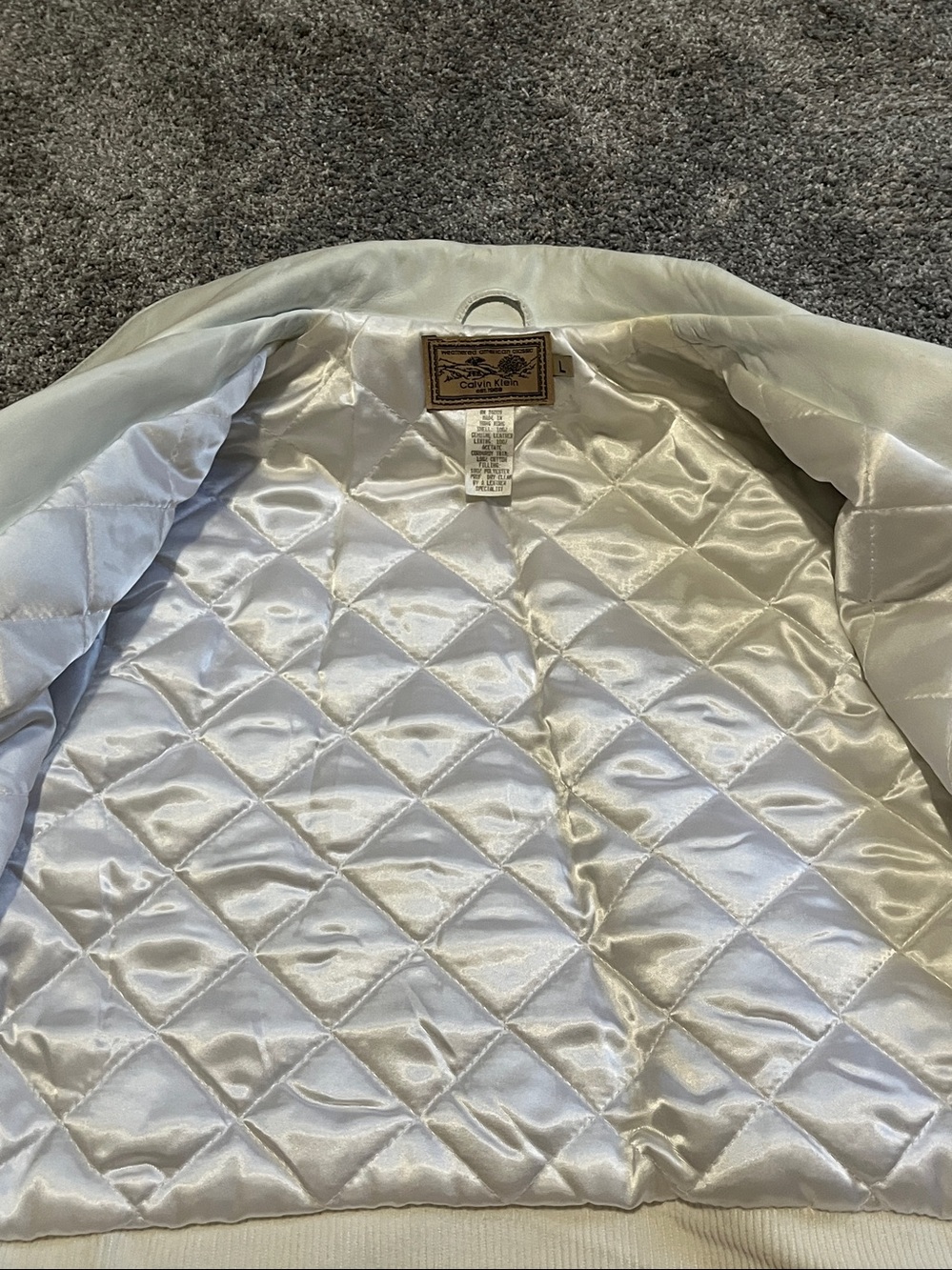Calvin Klein Leather Moto Jacket Women’s Size Large White Motorcycle - Picture 6 of 10